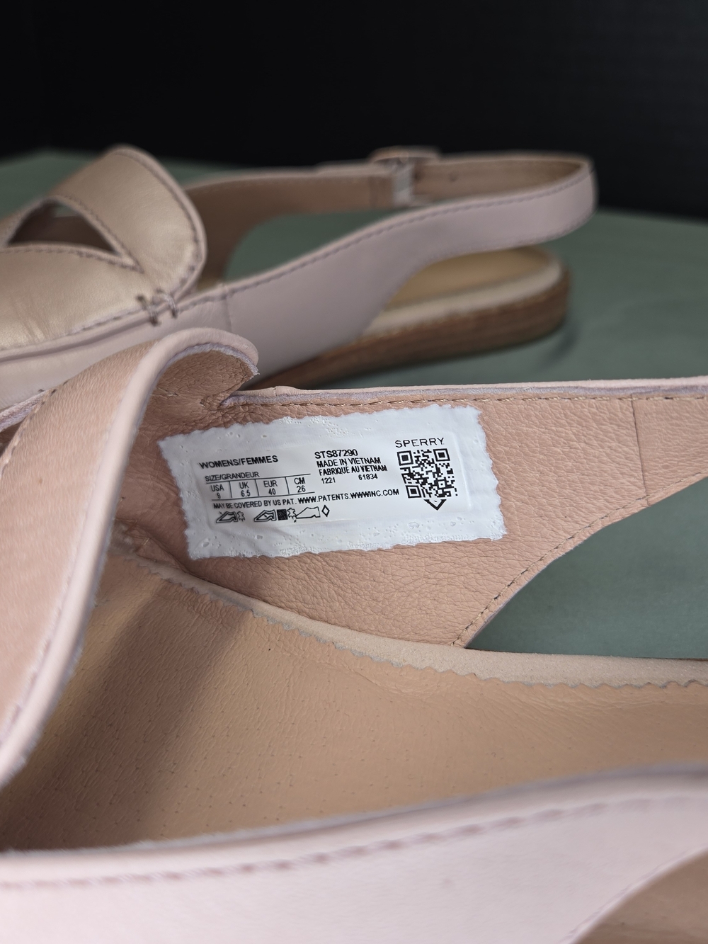 Sperry Saybrook Slingback Pearl Pink Leather Flats 9 - Picture 3 of 14